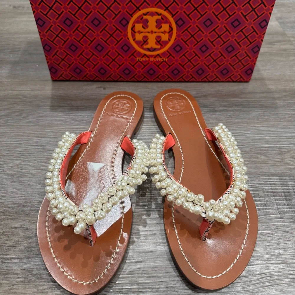 Tory Burch Tatiana Pearl Detail Hicks Garden Fresh Thong Sandals